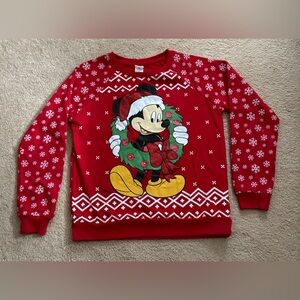 Disney Christmas Women’s Sz M (7-9) Mickey Mouse light up sweatshirt